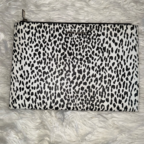 Saint Laurent White Black Cheetah Print Flat Clutch Bag - Picture 15 of 16